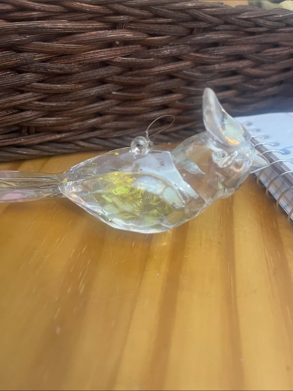 Clear Acrylic Cardinal Bird Ornament with Iridescent Light refractive colors 370